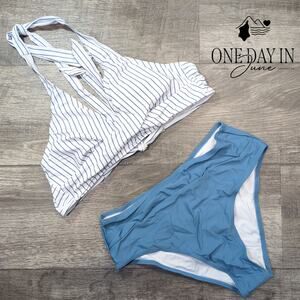 Eomenie Twist Front Halter Bikini Swimsuit Size M